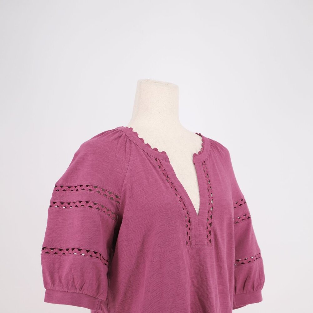 BODEN Maisy Rikrak Trim Puff Sleeve Top Violet Quartz Size US 8 - Picture 4 of 7